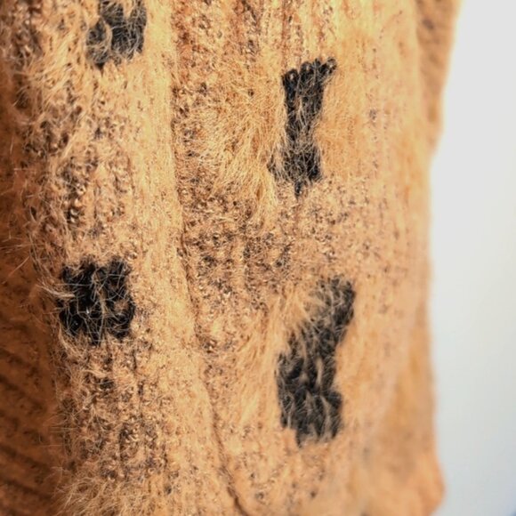 Woven Heart Open Longline Cardigan Sweater Fuzzy Leopard Print Winter Knit - Picture 4 of 11